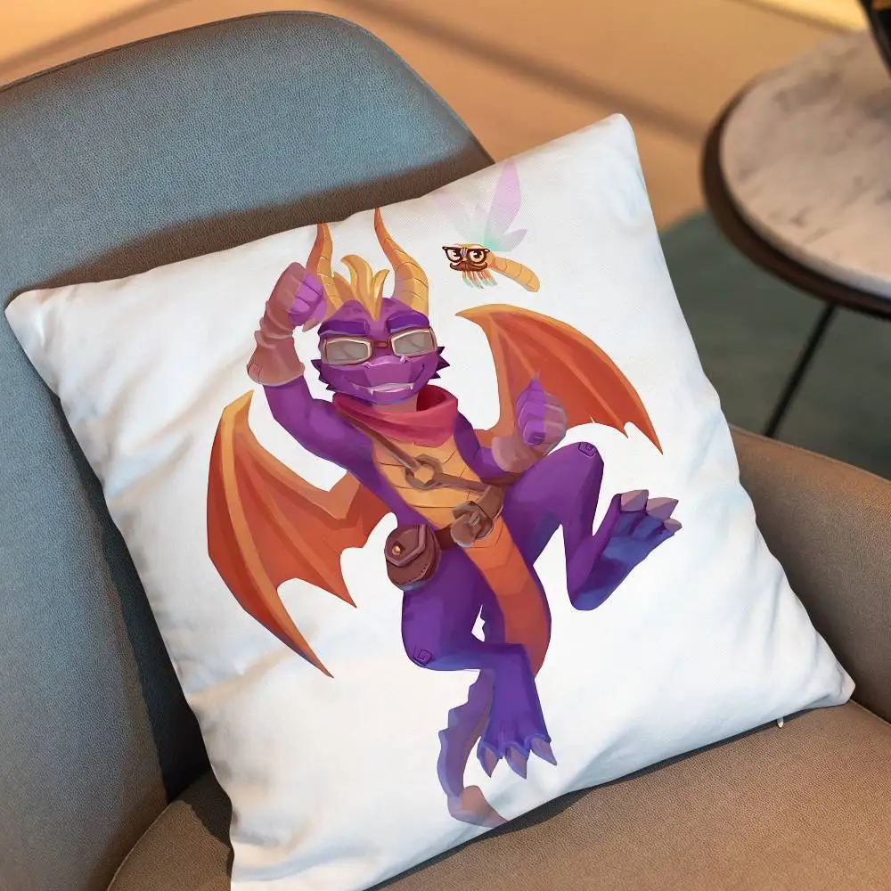 game Spyro the Dragon Sparx Pillow Case Office Cushions Suitable For Sofa Car Bedroom Decorative Cushion Cover