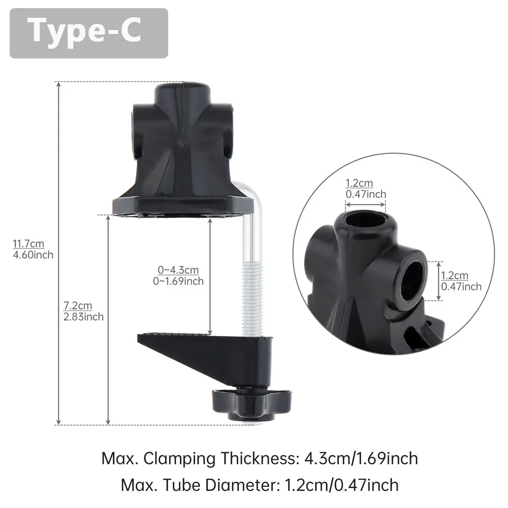 Supporto per lampada da scrivania Clip fissa fai-da-te in plastica a forma di C per lampada da tavolo/microfono/fotocamera