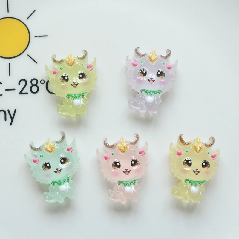 10 Pcs New Mini Cartoon Translucency Kawaii Dragon Baby Resin Scrapbook Diy Jewelry Wedding Hairpin Decorate Accessories