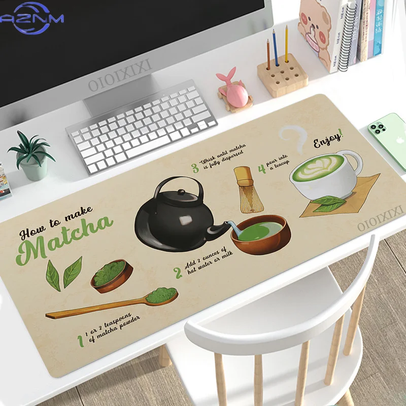 Cute Anime Matcha Green Mouse Pad Gaming XL Large HD Custom Mousepad XXL Desk Mats Soft Office Natural Rubber Laptop Mouse Mat