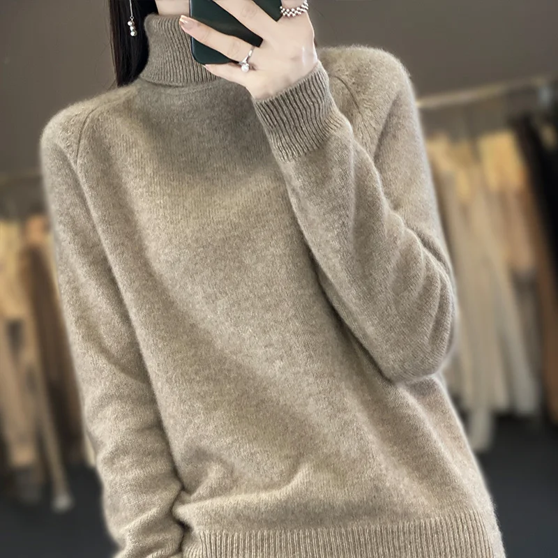 Women's Underlay Knit with High Turnover Neck Sweater with Coat Soft Glutinous Raglan Sleeves Loose Short2023 Autumn/Winter New