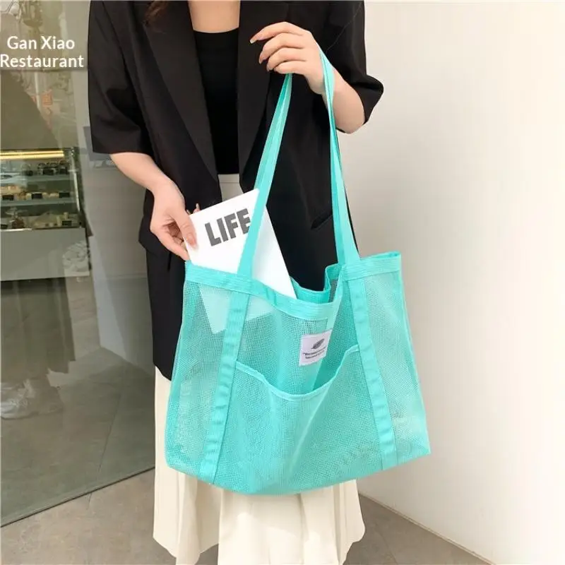 Transparente Mesh-Umhängetasche für Damen, Modische Tragbare Handtasche zum Einkaufen, Reisen, für den Strand, Netz-Tasche – Detail 9