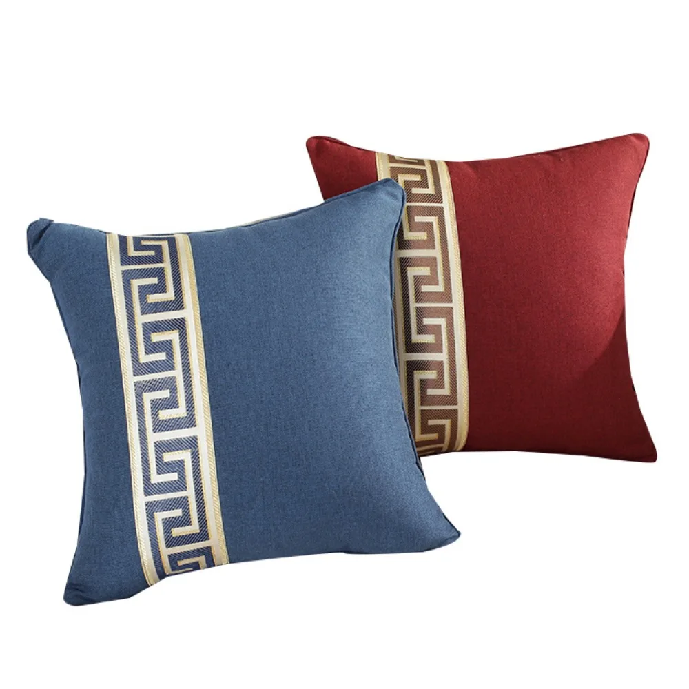 CIFBUY Cotton Linen Cushion Cover Rolling Edge Phnom Penh Stitching Geometric Decorative Throw Pillow Case for Home New Year