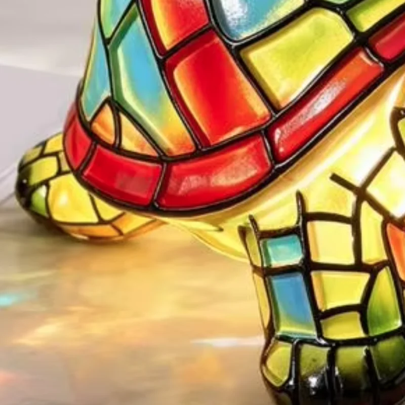 Kids Night Light Turtle Stained Glass Night Light Colorful Resin Lamp Usb Powered Tabletop Glow Ornament Warm Bedside for Kids