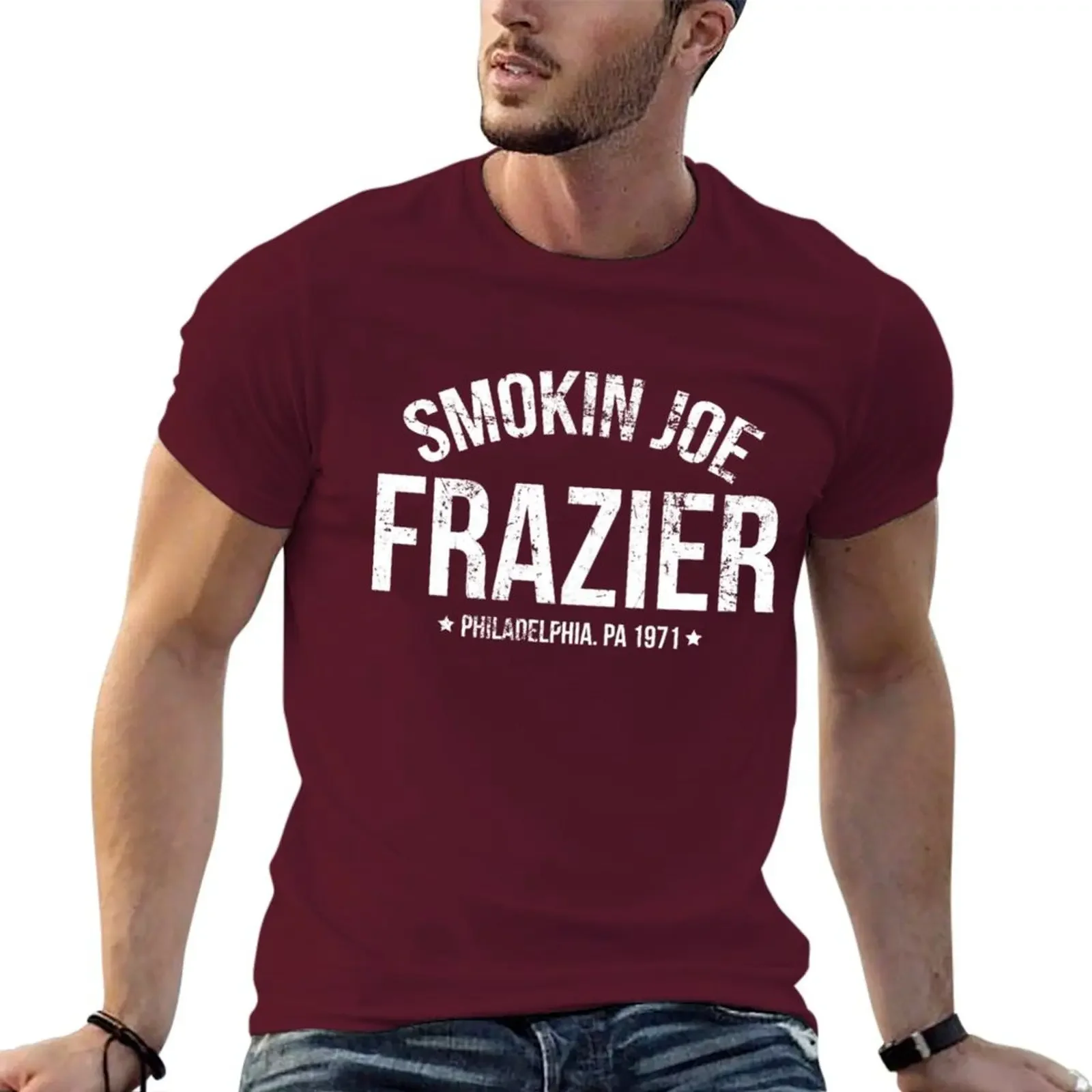 Summer tops boys whites mens graphic Joe Frazier T-Shirt Boxing legend Smokin joe frazier 1971 T-shirt men clothing oversized