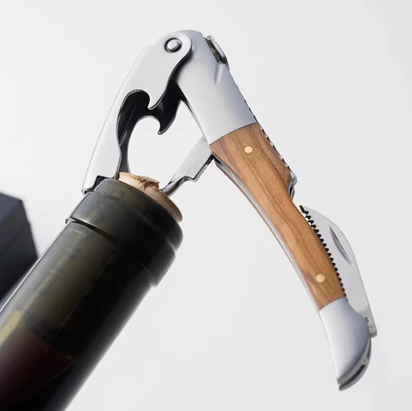 Stainless Steel Laguiole Wine Knife Corkscrew Bottle Openers Beer Can Knife Wood Handle Wedding Beer Can Wine Accessories in box