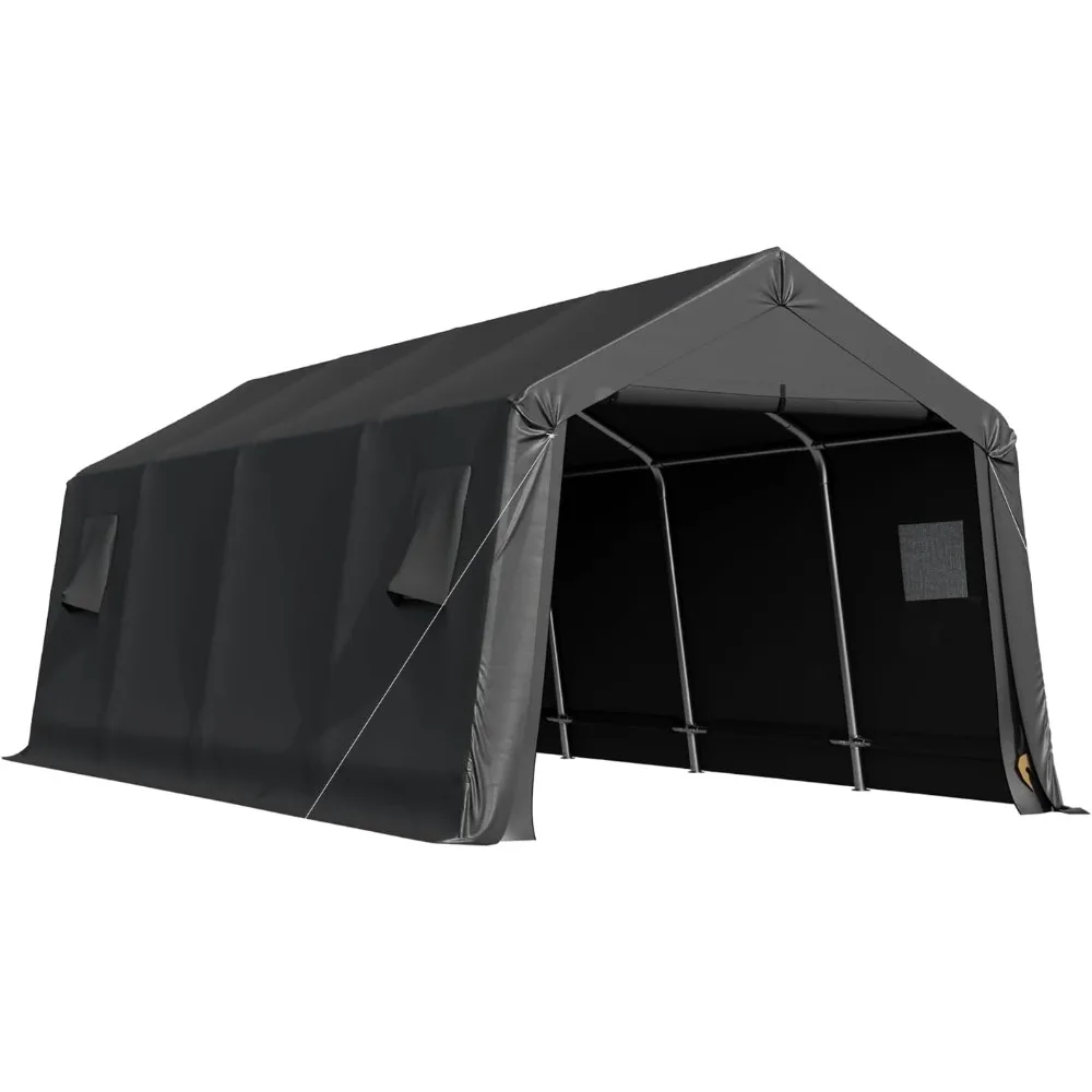 10 x 20 FT Heavy Duty Carport, Portable Garage with All-Steel Metal Frame & Vents, Anti-Snow Car Canopy Storage Shelter shed