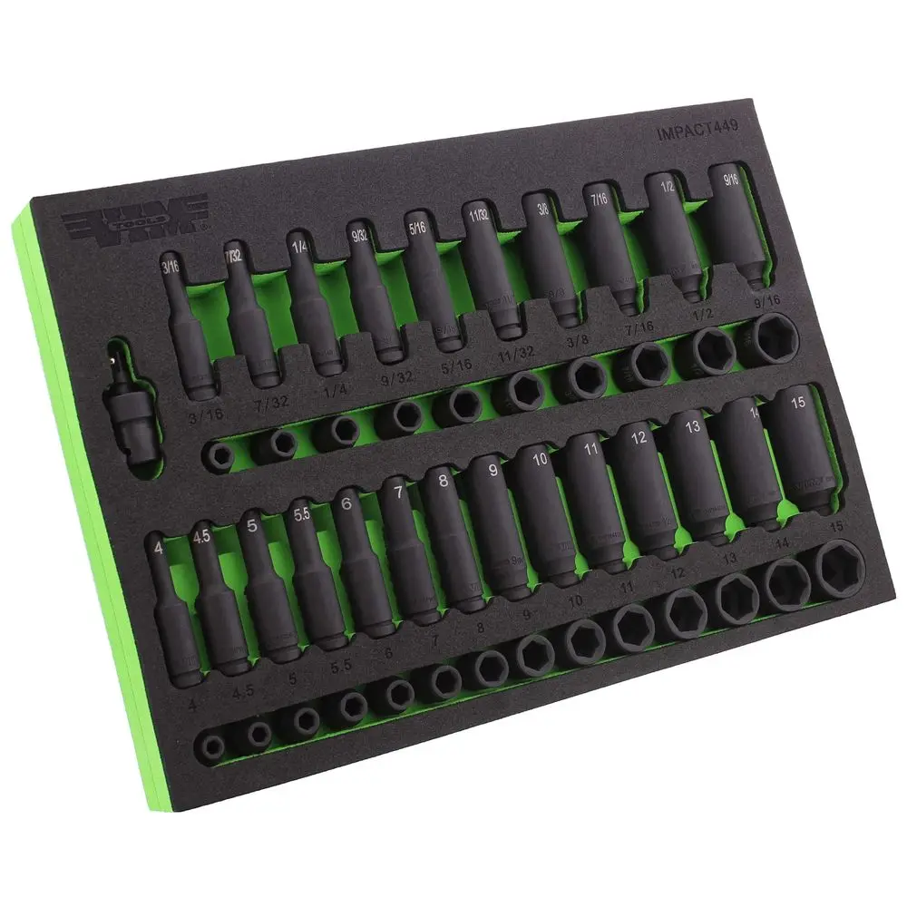 

SAE and Metric Impact Socket Set 49pc 1 4in Shallow and Deep Car Impact Wrench Sockets for Home and Auto