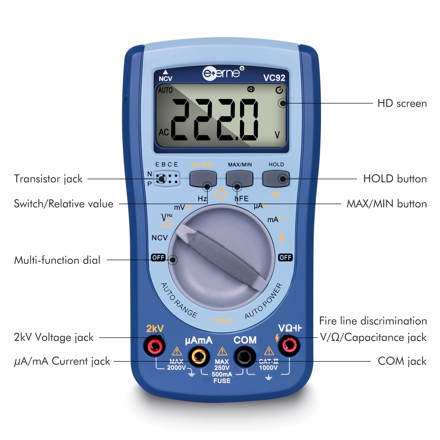 VC94 VC92 Aufzugswartung Digitalmultimeter 15 V Megohm hFE Widerstand Kapazität 2 kHz Rechteckwellentester DSP-Steuerung