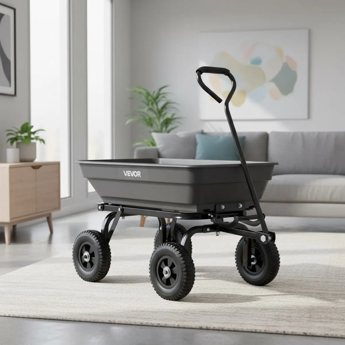 Heavy Duty Poly Garden Cart 400LBS Capacity Flat Free Tires Yard Wagon Dump Cart