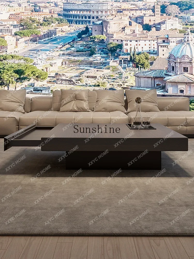 light luxury modern simple living room household solid wood square suspended coffee table small apartment       FT