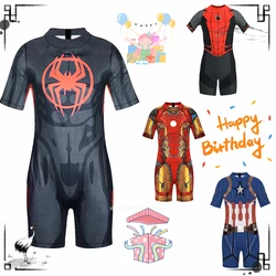 2024 New Baby Swimsuit Spiderman Iron Man Boys Girls Swimwear Captain America Swimwear Kids Beach Bathsuit Halloween Party Gift