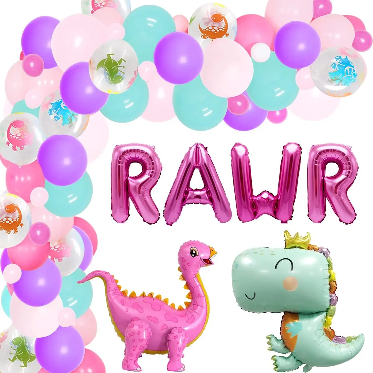 

Dinosaur Birthday Party Decorations for Girls Dinosaur Balloons Garland Kit RAWR Dinosaur Foil Balloons Baby Shower Supplies