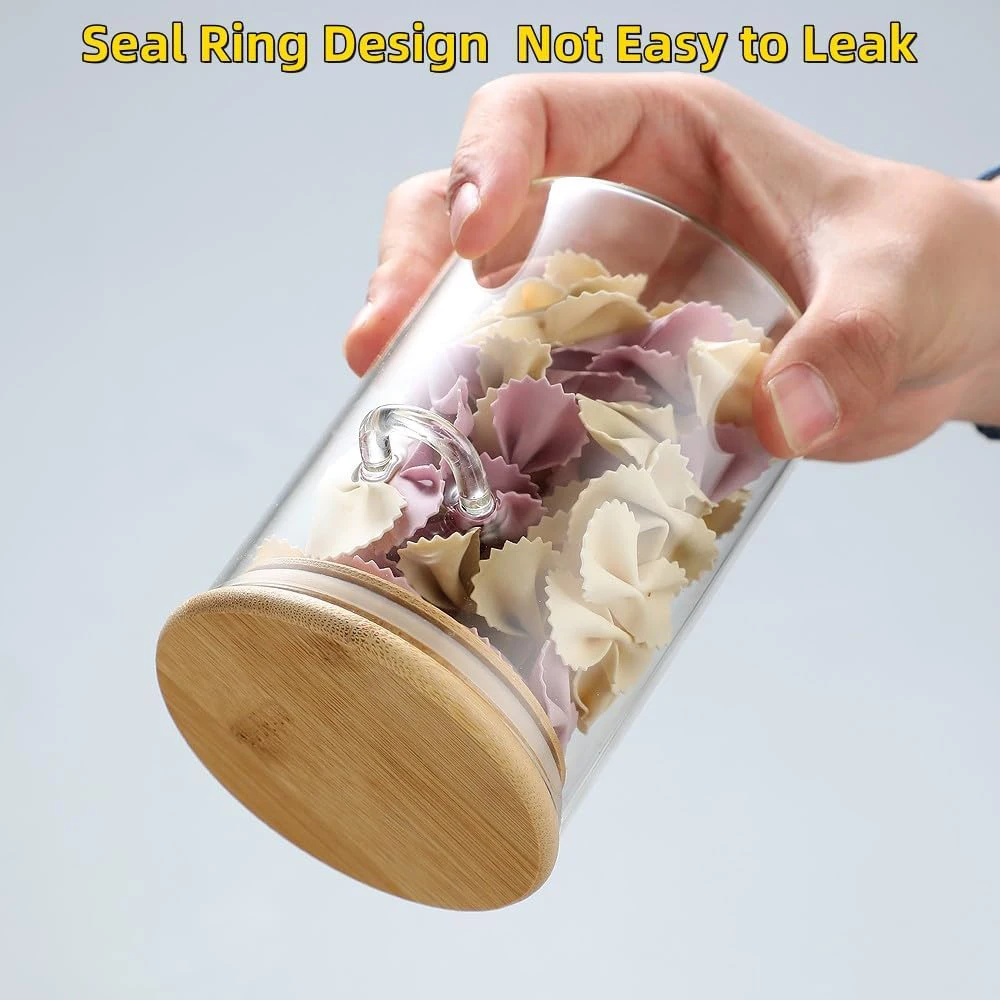 280ml Candy Jar, Biscuit Jar, Glass Storage Jar With Sealed Bamboo Lid And Spoon - 10oz Transparent Glass Bulk Food Storage Jar