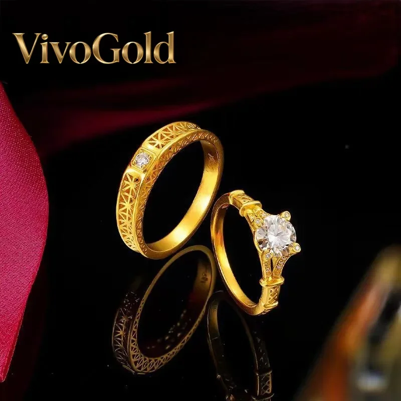 

VivoGold9999 genuine gold 24K pure gold high-end Eiffel Tower couple ring gold ring adjustable men's and women's gold jewelry ri