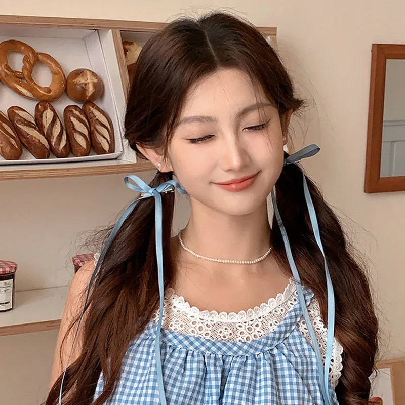 Sweet Y2K Long Bowknot Ribbon Hair Clip Women Korean Cute Long Tassel Shark Clip 2 Pcs Ribbon Hairpin Girls Hair Accessories