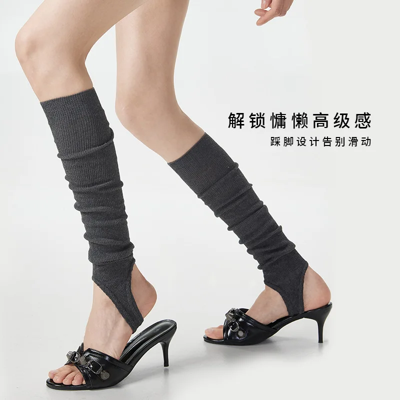 1 Paar Overknee-Strümpfe für Damen, Modische Lange Baumwoll-Kniestrümpfe, Dünne Atmungsaktive Einfarbige Gestrickte Stapelstrümpfe mit Fußteil – Detail 17