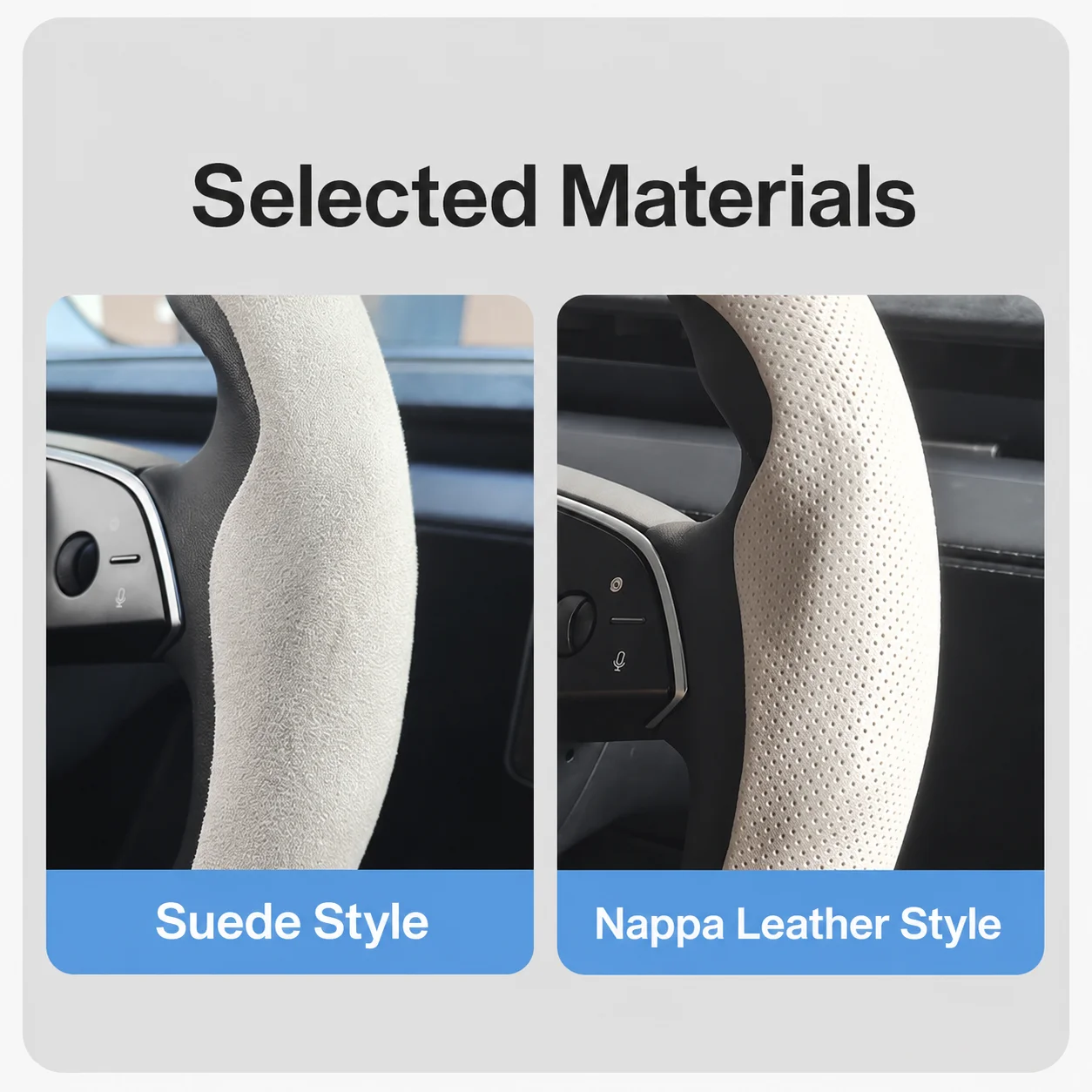 For Tesla Model YL Y 3 Highland 2020-2026 Suede velvet Car Steering Wheel Cover  NAPPA leather Sport Steering Wheel view 4