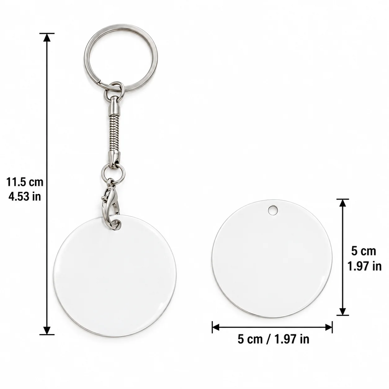 1/10Pcs Round Sublimation Metal Keychains Blank Heat Transfer Key Rings DIY Photo Craft Ornament with Key Hardware