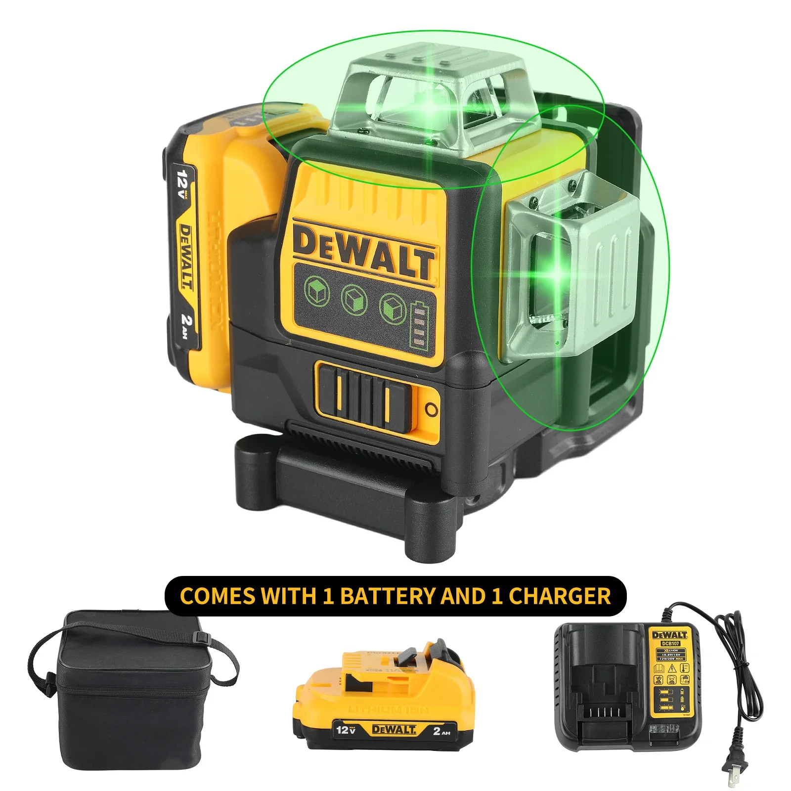 

2025 DEWALT 3×360° Green Laser Level 12-Line Horizontal/Vertical Cross Line Outdoor/Indoor Construction Tool DW089LG electric