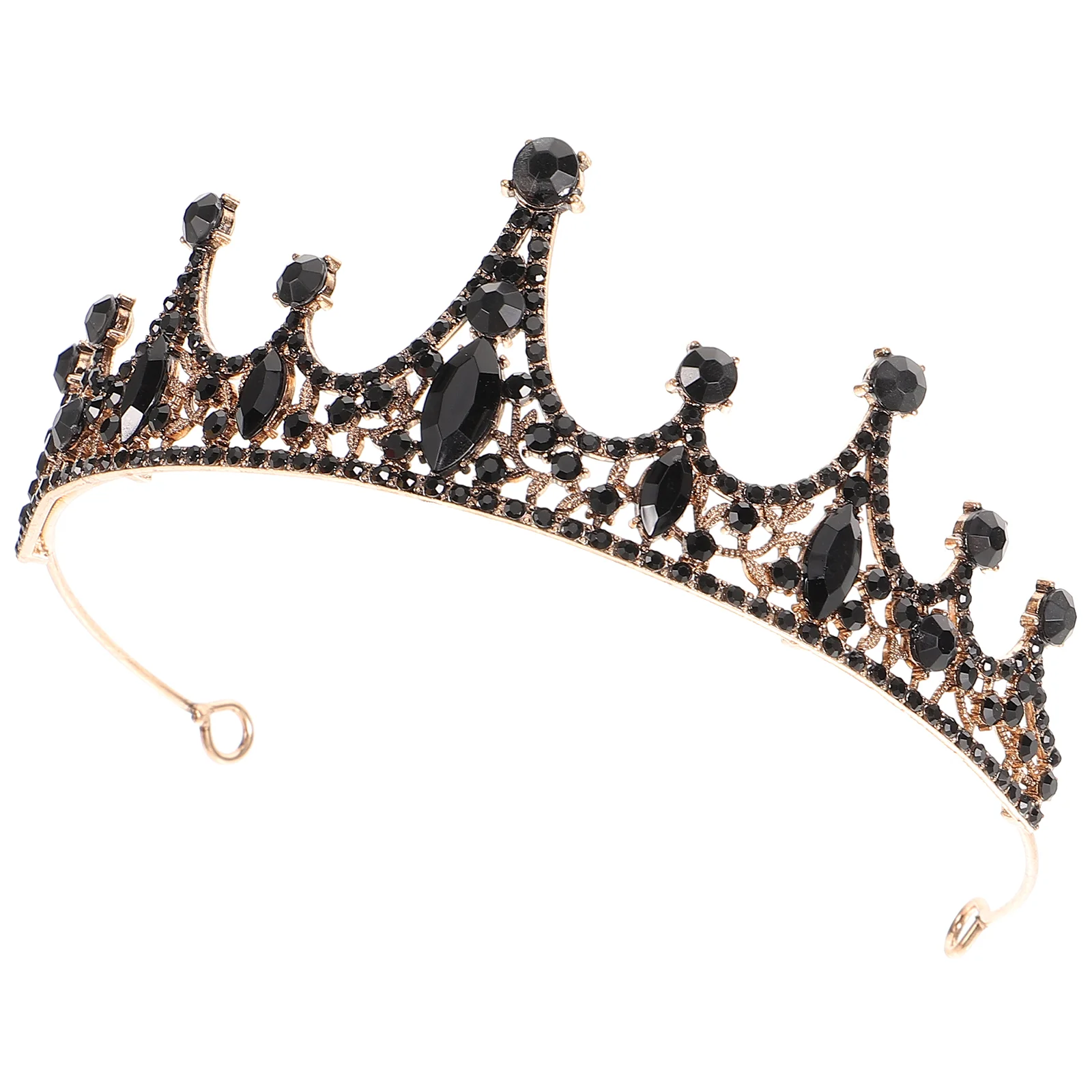 

Black Crown Bride Hair Accessories Elegant Bridal Wedding Headband Rhinestones Baroque Party Headdress Alloy Style