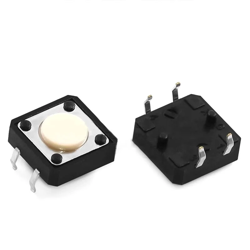 TS-G011 Tap switch 12*12*4.3(with fixed column 160G) 4-pin vertical in-line white key