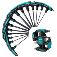 LIBRATON Juego de llaves Allen con mango en T de 14 piezas, llave hexagonal con mango en T métrico y SAE, juego de llaves hexagonales largas para bricolaje, herramienta de reparación de bicicletas automáticas