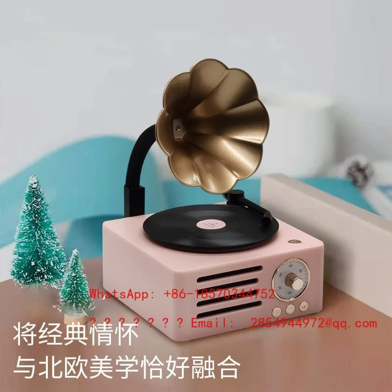 

Беспроводная Bluetooth-колонка в стиле ретро, имитирующая виниловый проигрыватель, компактная стереосистема