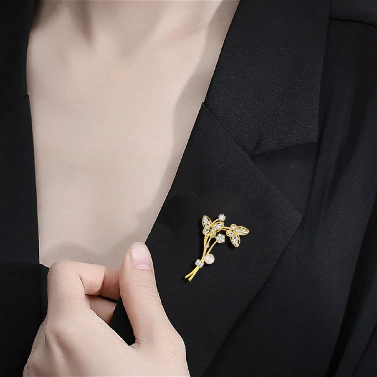 S925 فضة اللؤلؤ فراشة بروش للمرأة الصدار بدلة فاخرة Pinornament هدية غرامة سحر مجوهرات أنيقة بالجملة #2