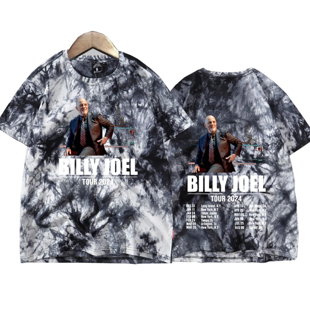 Billy Joel Tour 2024 Tie Dye Shirts  Man Woman Harajuku Summer Casual Tee Tops Regular Tops Unisex Oversize Printing