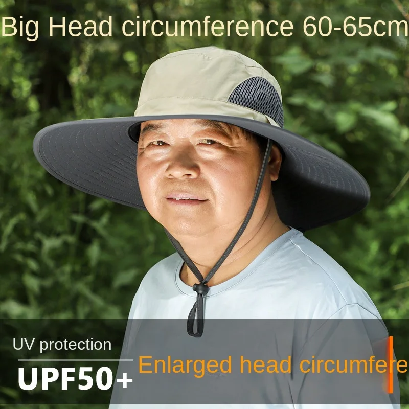 

60-65cm Big Head The Hat Large Size Big Head Big Face Fat Large Sun Hat Male fisherman Hat Sunscreen Cap