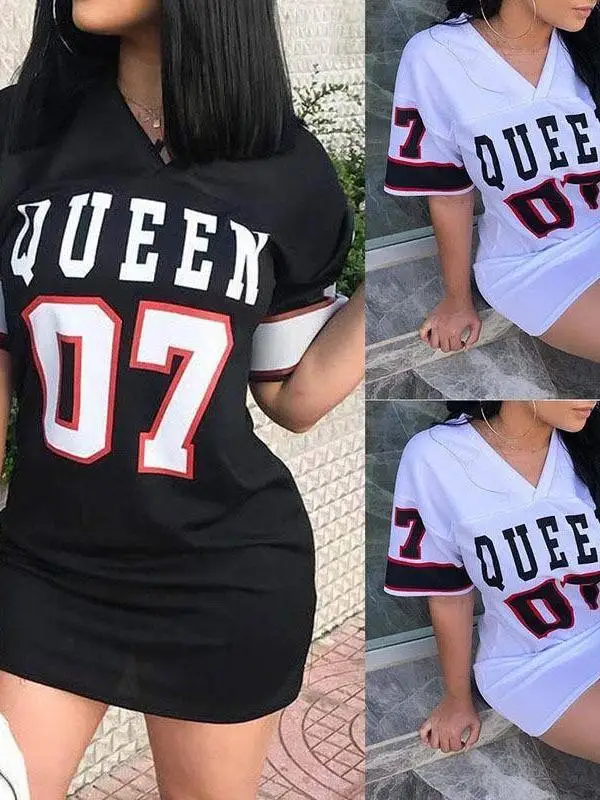 T-shirt ample décontracté pour femmes, chemisier Dr Lady, imprimé, taille moyenne, ort Sve v-ne, jupe trapèze, une pièce, été