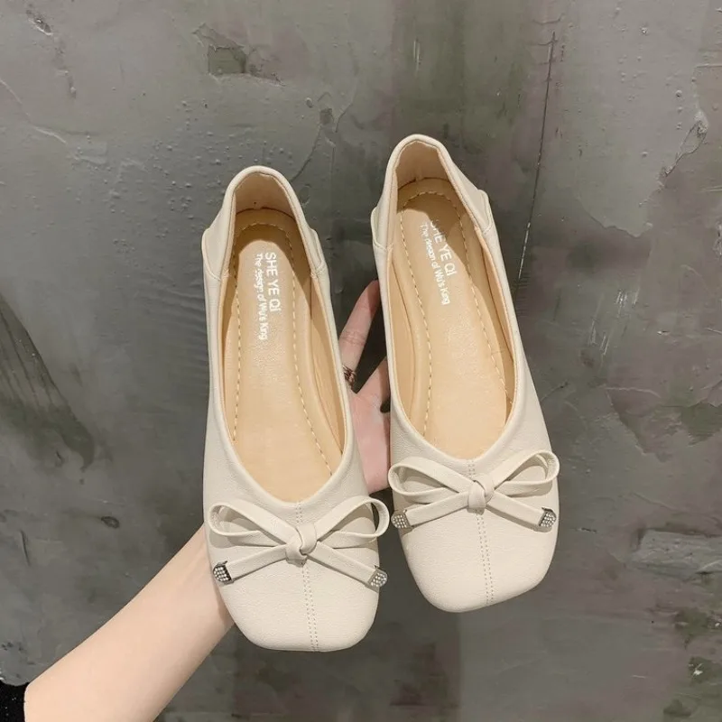 2024 Antumn Round Toe Bowknot Ballet Shoes Fashion Flats Mary Jane Shoes Casaul Shallow Soft Sole Shoes Women Zapatos De Mujer