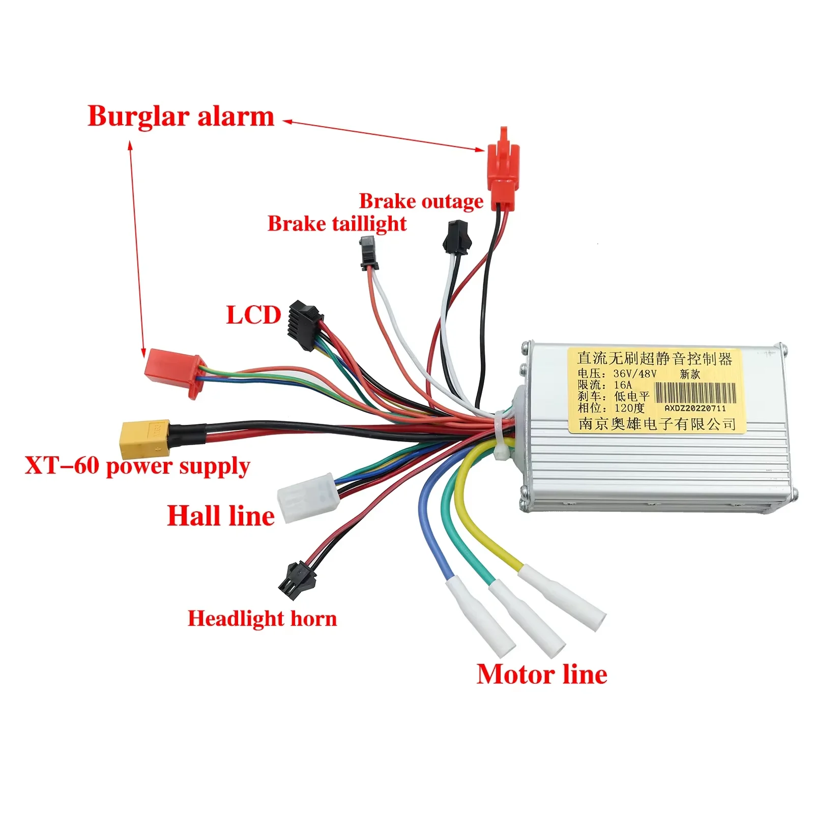 NJ-AOXIONG AX-HB02 48V 16A Controller Kit with 6-pin LCD Display Throttle Display  for Electric Scooter NJ-AOXIONG Controller