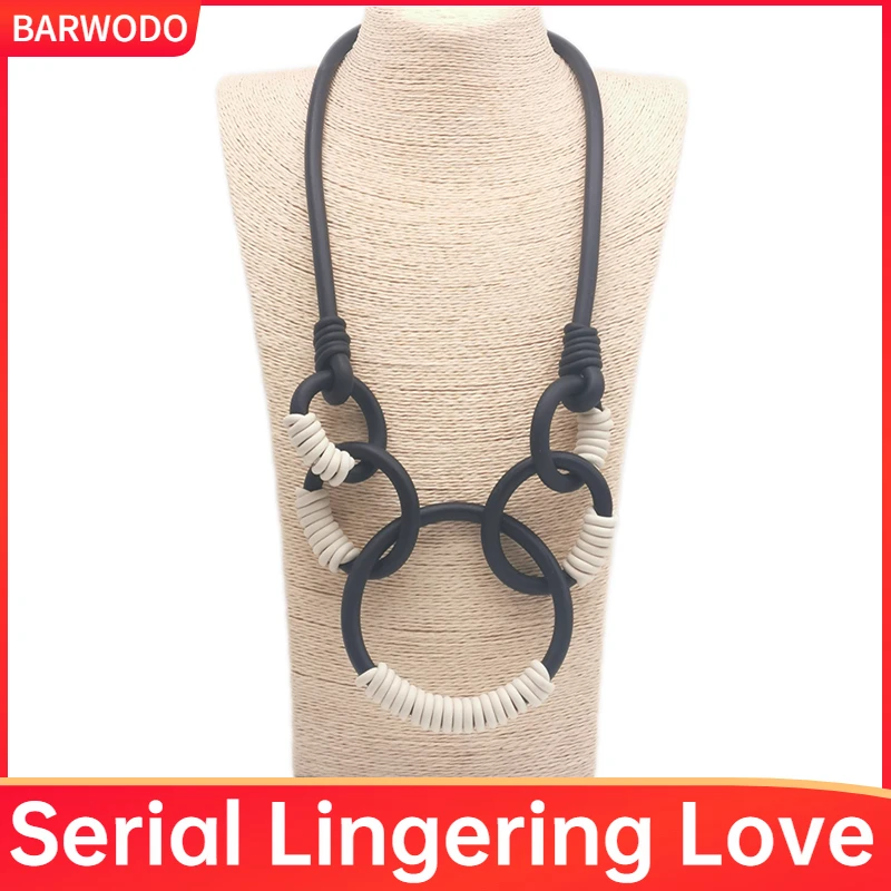 BARWODO Rubber Chain Necklace For Women Handmade Designer Vintage Luxury Jewelry Boho Bridesmaid Gift Pendants Choker Necklace