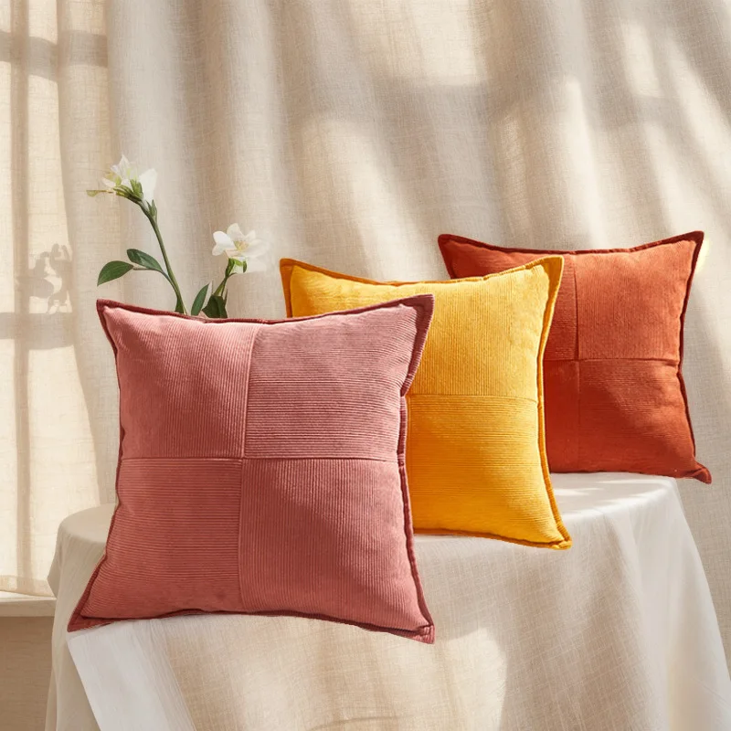 Nordic Modern Style Striped Pillow Case Cross Stitching Cushion Corduroy Sofa Bedside Pillow Covers Decorative Drop Shipping