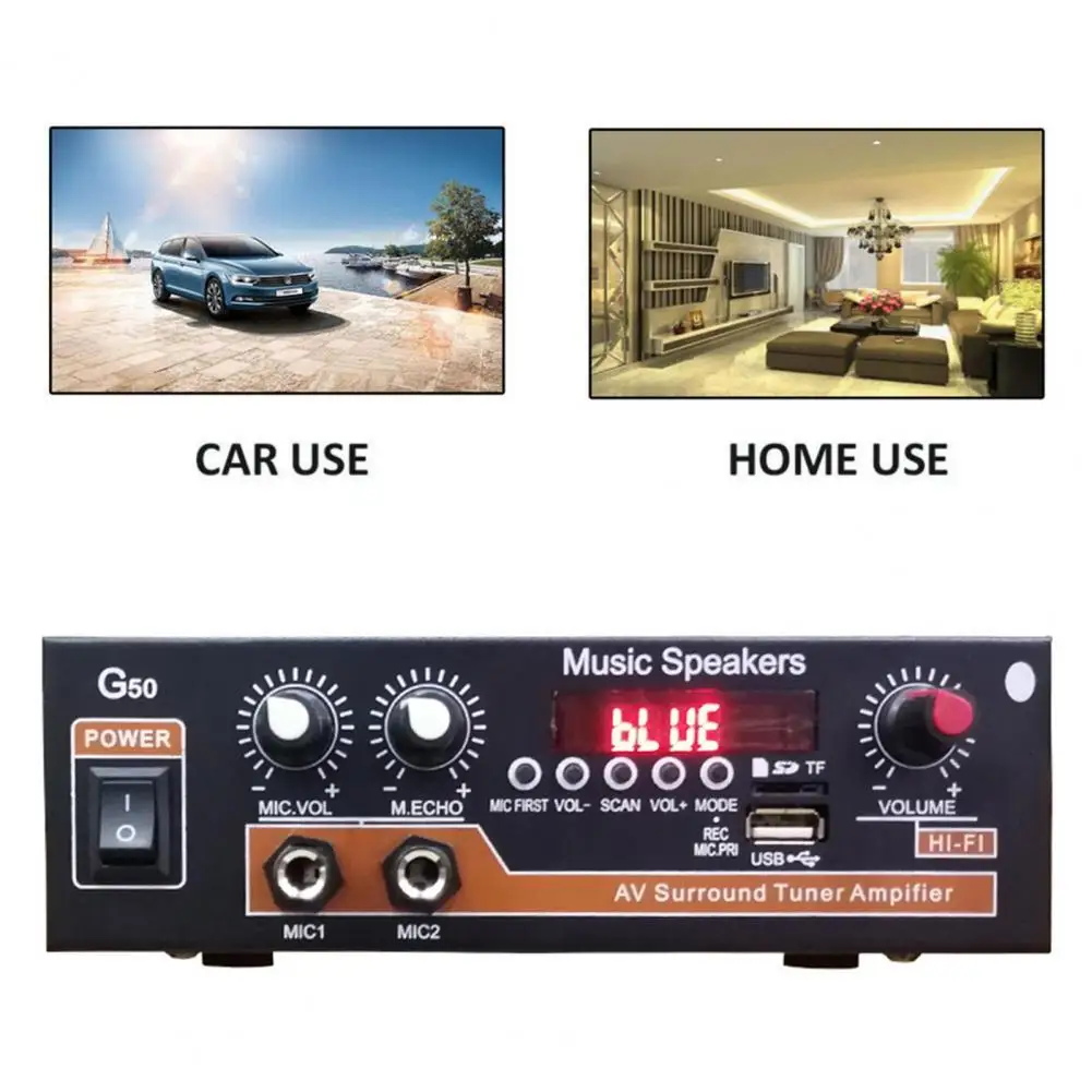 G50 Home Stereo Excellent Performance Multi-function with Mic Home Theater Music Stereo Amplifier for Car