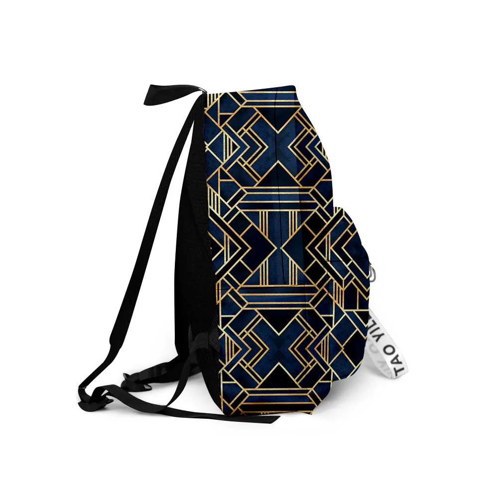 Hip Hop Youthful Flowing Gold Art School Bags Notebook Backpacks 3D Print Oxford Waterproof Key Chain Small Travel Bags