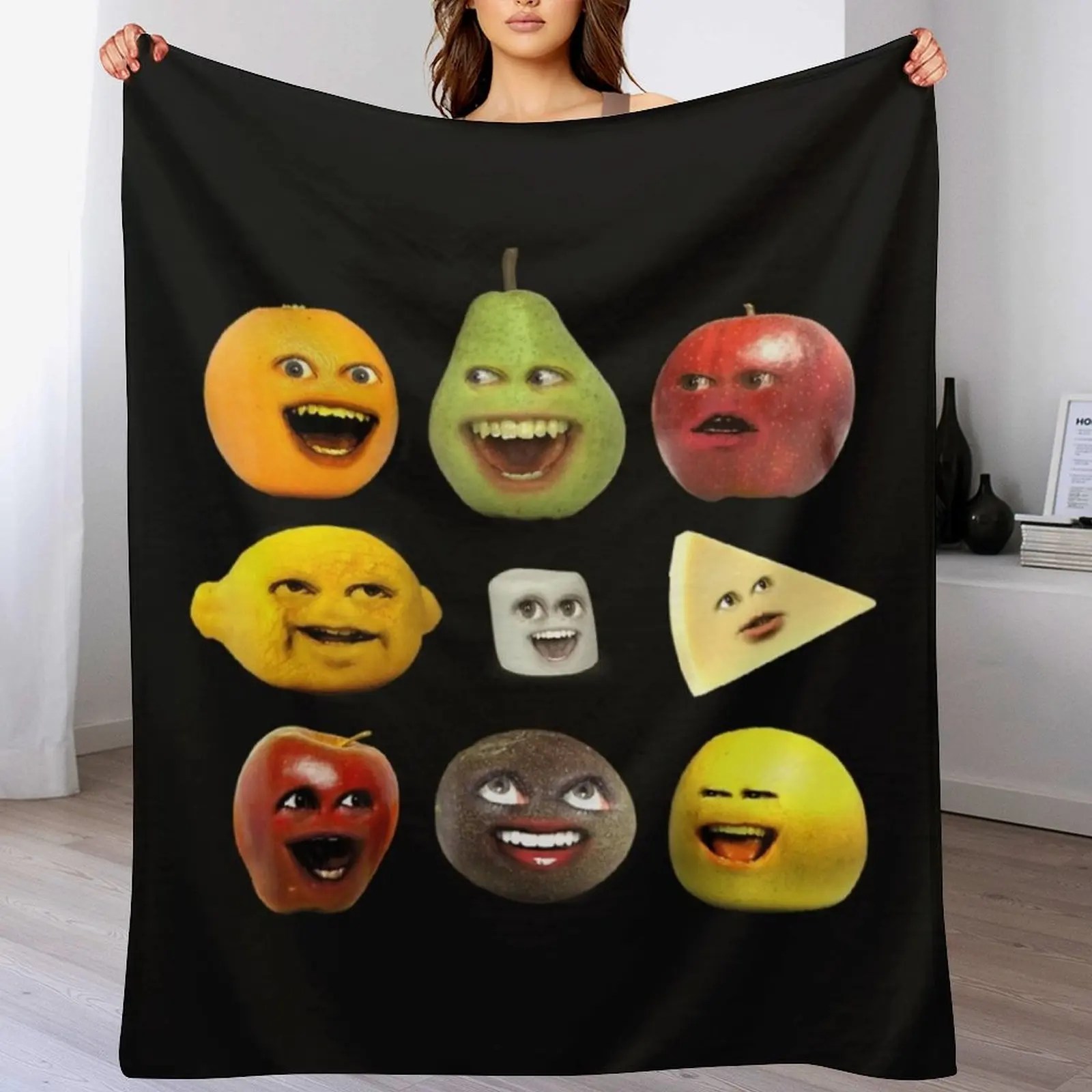 

Annoying Orange And Characters Throw Blanket Fade Resistant Durable Throw Blanket