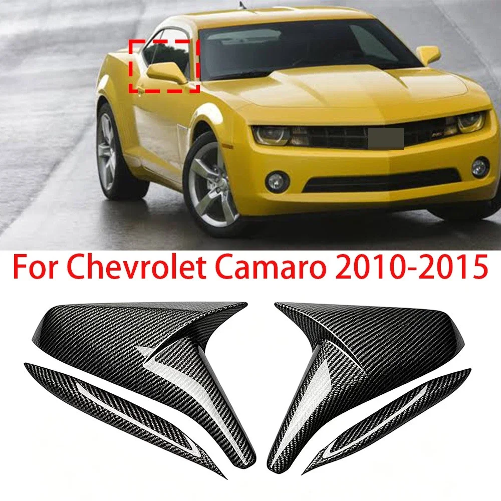 4Pcs Carbon Look Rearview Side Mirror Covers Caps For Chevrolet Camaro 10-15 ABS Car Exterior Door Housing Trim Adhesive Sticker