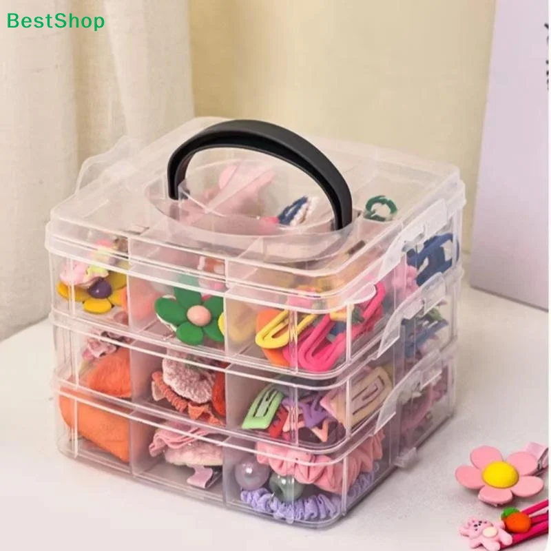 Stackable Organizer Box With Dividers 3-Tier Craft Storage Container For Children's Toy Parts Jewelry Accessories