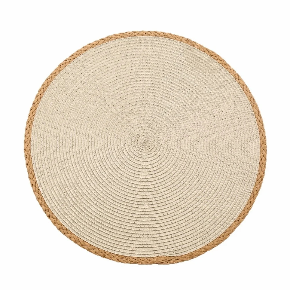 Heat Insulation Woven Placemat Anti-scald Middle East Style Solid Color Table Mat Anti-slip Coaster Round Dining Mat Home Decor
