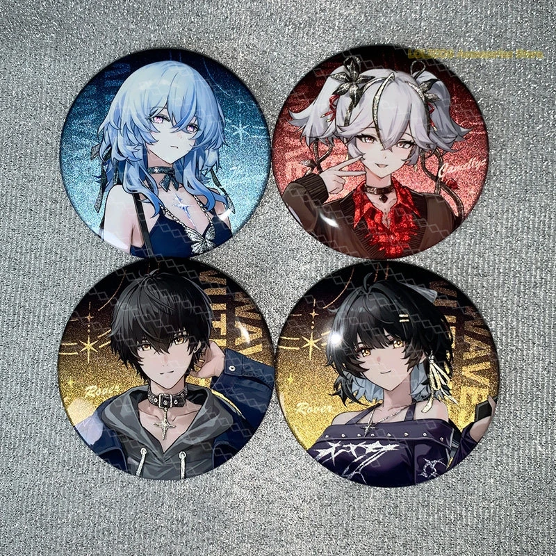 Game Wuthering Waves Camellya The Shorekeeper Rover 75MM Double Flash Badge Cosplay Cartoon Bedge Brooch Pins Ornament