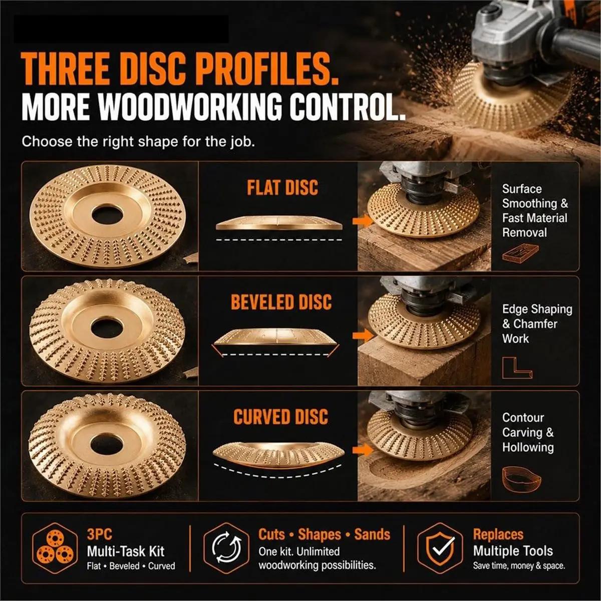 2026 New  Cutting Wheel Set, 3PCS Heavy-Duty Wood Carving Discs for 4