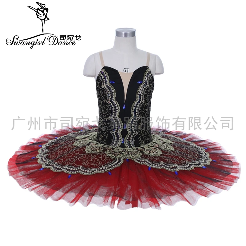 

Black Red Professional Ballet Tutus Women La esmeralda Performance Costume Pancake Tutu For Girls JY003A