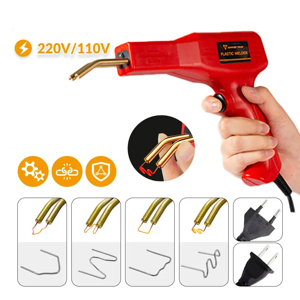 Pistola de unhas quente para soldador de plástico com 200-800 unhas para para-choque de carro, kit de ferramentas de garagem para reparo de pvc, máquina de soldagem
