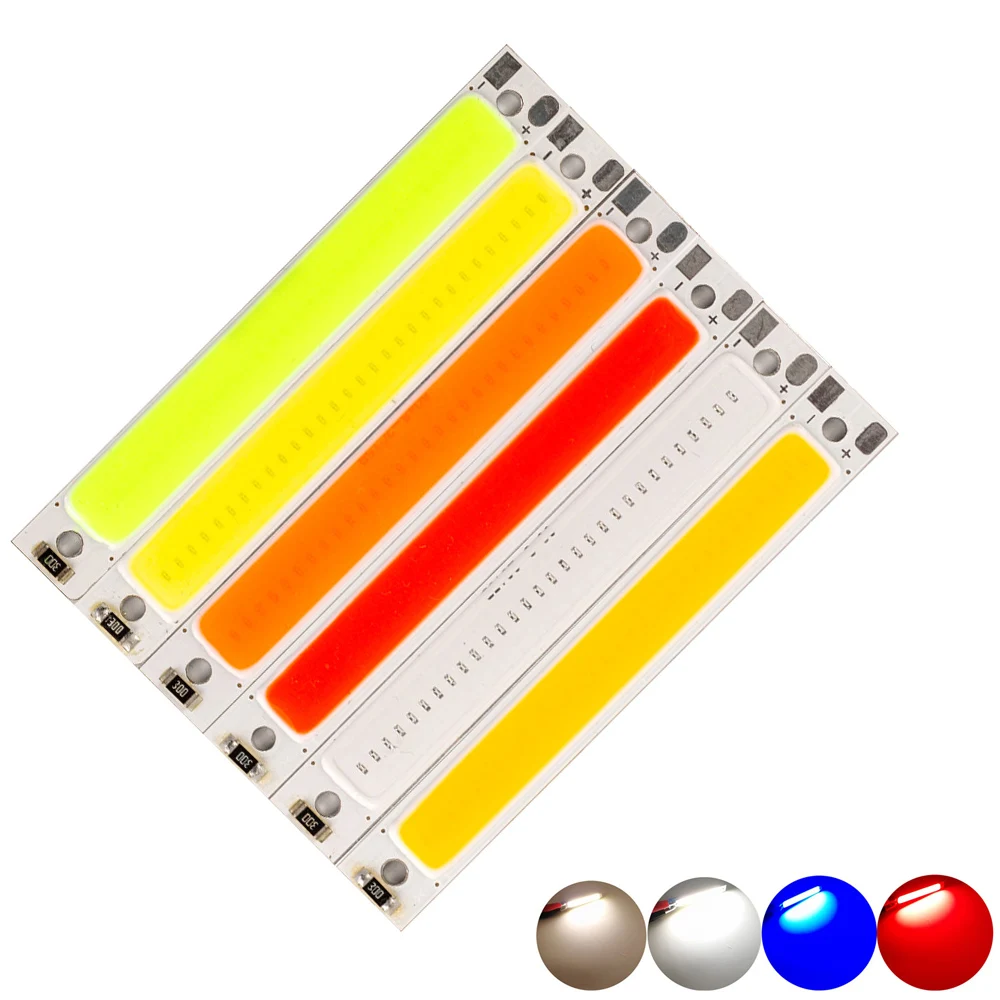 3W LED Work Floodlight Source Chip Beads LED COB Strip Light Bulb 8mm x 60mm DC 3V For DIY Lamp Super Bright Red Blue White