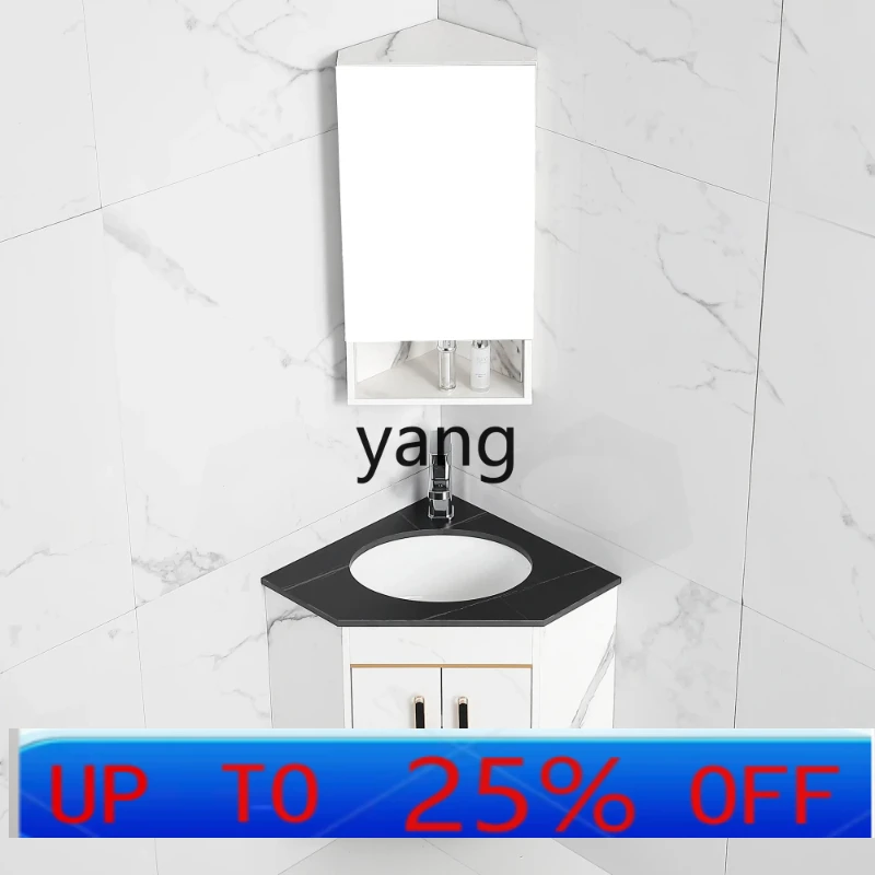 

Треугольный комбинированный шкаф для ванной комнаты LH с каменной столешницей, умывальником и тумбой из массива дерева, водонепроницаемый