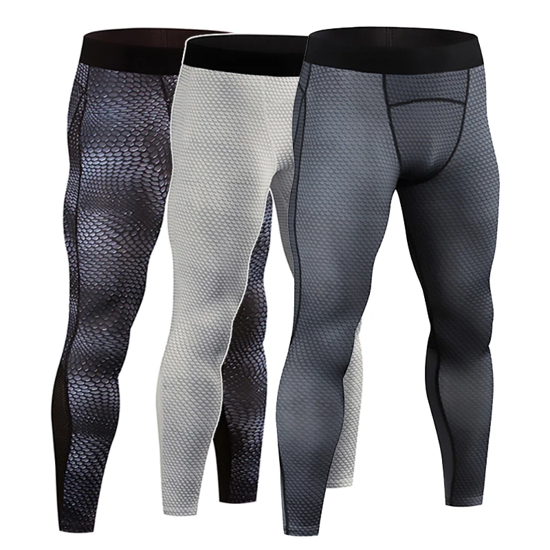 Running Tights Dry Fit Sportswear Men Snake Skin Pattern Print Jogging Outdoor Bottom Leggings Trend Gym Exercise Pants Workout