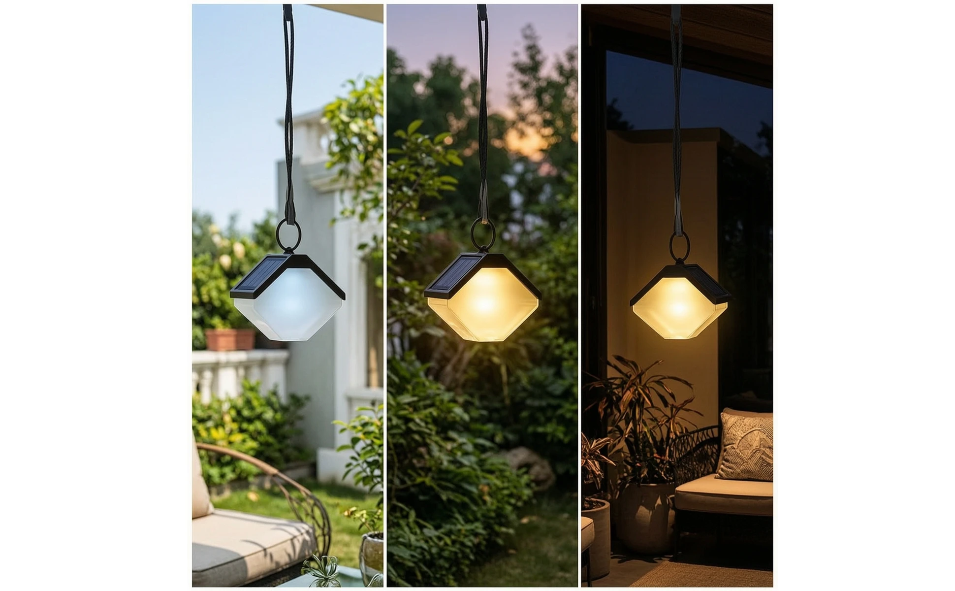 Ice Brick Solar Light Energy-Saving Solar Lantern with Hook Outdoor Hanging Lantern Rechargeable Long-Lasting for Garden, Patio